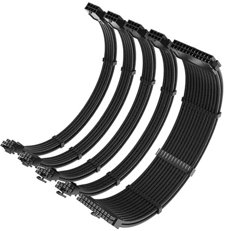 Fahoujs PC Mainboard Leistungsverlängerungskabel Für Computerkoffer 24Pin PCIe 6+2Pin 8Pin CPU 4+4Pin Power Connectors Schwarzer PC Modding Zubehör