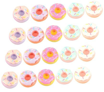 GARIOUANS 20 Stück Teiliges Miniatur Donut Realistische Mini Donuts in Farben Künstliche Lebensmittel Deko für Puppenhaus DIY Modell Süßigkeiten für Bastelprojekte und Sammler