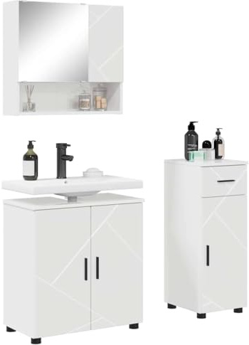 vidaXL Bathroom Furniture Set 3 pcs High gloss white 61 x 35 x 64 cm,