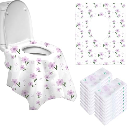 Potty Seat Cover Disposable 20 Pack Individually Wrapped Travel Toilet Seat Covers Waterproof Large Public Restrooms Toilet Mat for Toddlers and Adults
