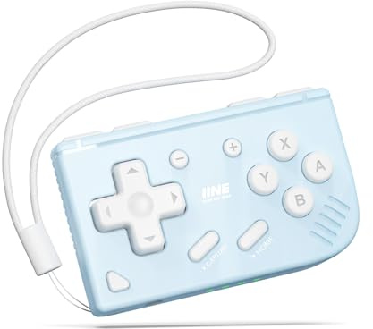 IINE Mini Retro Game Controller, Taschengröße, kabelloser Mini-Game-Controller mit Schlüsselanhänger-Design, tragbarer Reise-Controller für Mobil- und PC-Gaming (Babyblau)