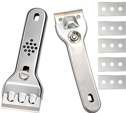 Stainless Steel Hob Cleaning Scraper Tool 13.5cm with 5 Refills | Non-Slip Grip for Ceramic Hob, Oven, Glass Cooktop, Tile & Window Cleaning