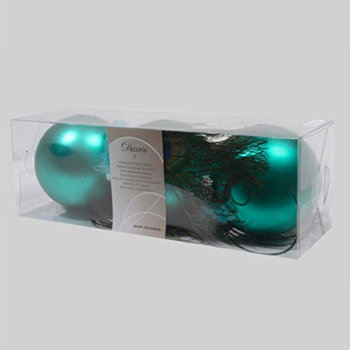 3 Stück Weihnachtskugeln (D70 mm) Feder Smaragd