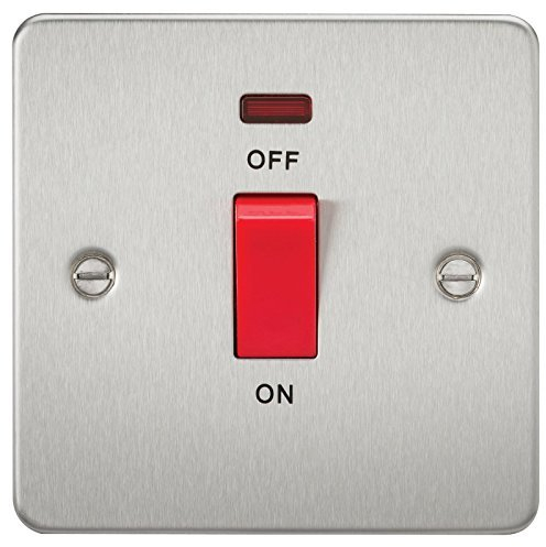 Knightsbridge FP8331NBC FPAV8331NBC Flat Plate 45A 1G Dp Switch with Neon-Brushed Chrome