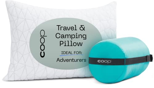 Coop Home Goods Cuscino da campeggio e da viaggio in memory foam triturato di alta qualità, con rivestimento comprimibile in viscosa di rayon di bambù – Include sacco per il trasporto e viaggi 48,3 x