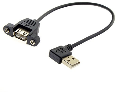 Cablecc Cavo di prolunga USB 2.0 A maschio ad angolo sinistro 90 D a femmina con foro per montaggio a pannello