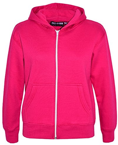 A2Z 4 Kids Girls Boys Classic Plain Tie Dye Print Full Zip Up Hooded Zipper Top Jacket - Zipper Pink 7-8