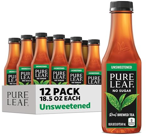 Pure Leaf Iced Tea, Unsweetened Real Brewed Tea, Zero Sugar & Zero Calories, 18.5 Fl Oz (Pack of 12)