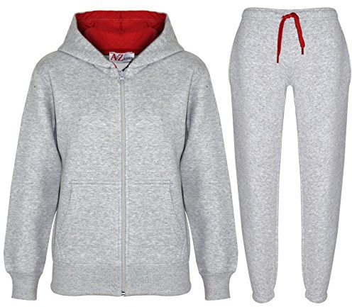A2Z 4 Kids Plain Tracksuit Contrast - T.S Contrast Trim Grey Red 9-10