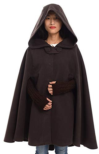 GRACEART Women's Hood Woolen Cape Bridal Wedding Winter Cloak Plus Size Thick Coat