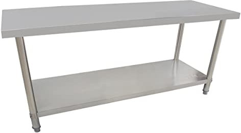 Beeketal 'BA180' Gastronomie Edelstahl Arbeitstisch 180 x 60 cm, Tisch bis 160 kg belastbar, Profi Gastro Küchentisch mit extra großer unteren Ablagefläche und justierbaren Stellfüßen
