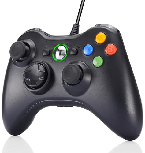 Finera Wired Controller for Xbox 360, Game Controller USB Wired Gamepad Compatible with Microsoft Xbox 360/360 Slim/PC Windows 10/8/7, Gaming Joystick with Dual Vibration