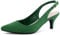 Greatonu Womens Court Shoes Low Kitten Heels Slingback Pointed Toe Dress Pumps Green Size 5 UK
