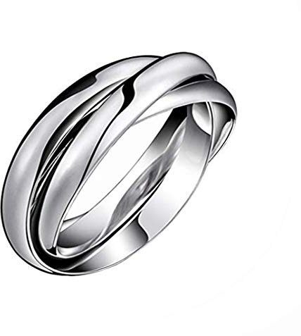 HIJONES Schmuck Damen für Immer Liebes Series Stilvolle Trizyklische Tricolor Ring Silber Größe 68 (21.6)