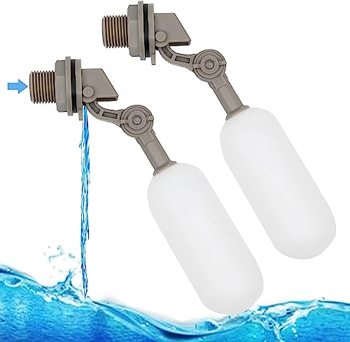 MOGOULUA 2 Stucks Schwimmer-Kugelhahn-Abschaltung 1,27 cm (1/2 Zoll) Automatisches Befüllen des Wassertanks Schwimmerventile mit Wasserleitungsadapter Wasserventile für WC-Wassertränke Ventile weiß