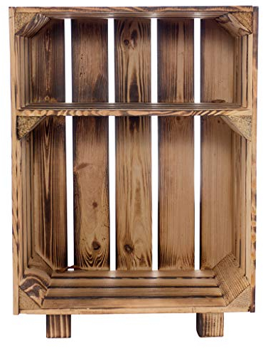 Moooble Holzkisten geflammt | EIN großes Fach, Steht auf Füßen |NEU| 30,5x40x54 cm | schöner Beistelltisch mit Ablage (1)