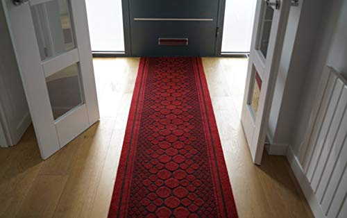 Cork Anti-Slip Heavy-Duty Rubber Corridor Runner, Red, 11ft (3.35m)