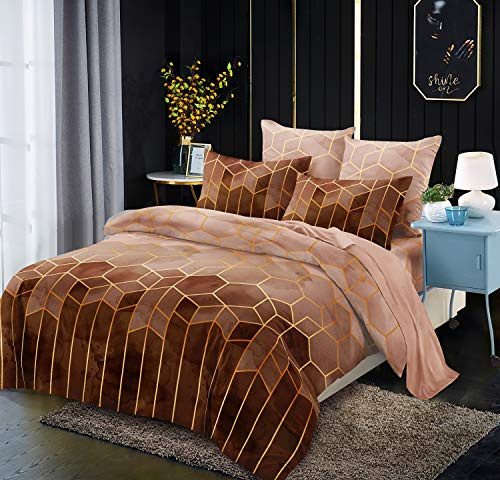 Luofanfei Bettwäsche 200x200 Gestreift Geometrisch Taupe Braun Bettbezug | Gelb Taupe Braun Khaki Streifen Muster Microfaser Bettwäscheset Modern Exztra Weich Bettgarnitur mit Reißverschluss