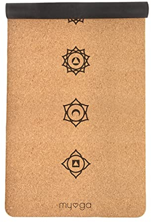 Myga Cork Yoga Mat - Extra Large Exercise Mat with Great Grip for Yoga, Pilates, Stretching and Fitness - Eco-Friendly Natural Cork, ideal for Home & Gym - 205 x 70cm, 6mm Thickness - Chakra