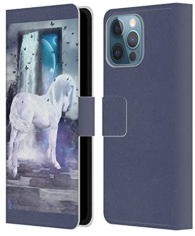 Head Case Designs Officially Licensed Simone Gatterwe Silver Unicorn Pegasus And Unicorns Leather Wallet Case Compatible With Apple iPhone 13 Pro Max