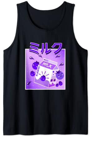 T-shirt rétro style années 90 japonais Kawaii Blueberry Milk Shake Débardeur