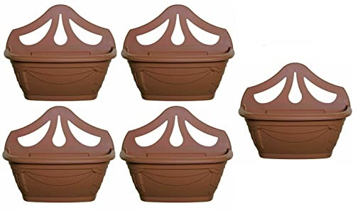 Fence Wall Planter Plant Flower Basket Pot Container Venetian Garden Box Plastic UK (Wall Planter 31 cm Terracotta, 5)