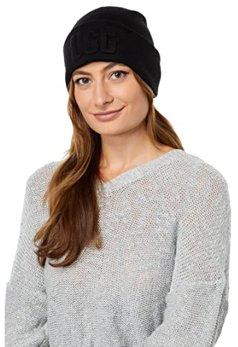 UGG Damen Mütze mit 3D-Grafik-Logo, Schwarz, Einheitsgröße