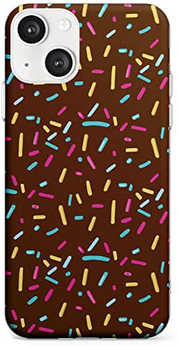 Blanc Space Sprinkles Schokolade Kuchen Muster Slim Handyhülle für iPhone 14 | Schützende Dual Layer Bumper TPU Silikon Cover Muster Gedruckt | Süße Topping Farbe Cartoon Creme