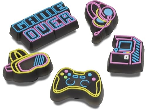 Crocs Unisex Lights Up 5 Pack Schuhanhänger, Leuchtet Neon Gamer
