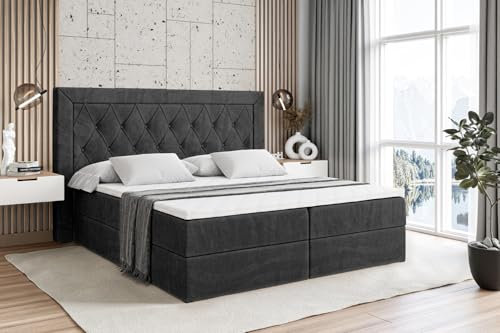 ALTDECOR Boxspringbett mit H4-Matratze Noel - 160x200 - Schwarz