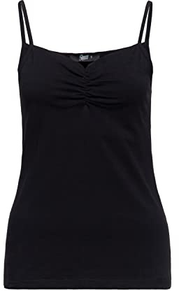 Queen Kerosin Damen Vintage Top Tank Top Spaghetti Top Trägertop Slim Fit Klassisch Retro Retro Top Black