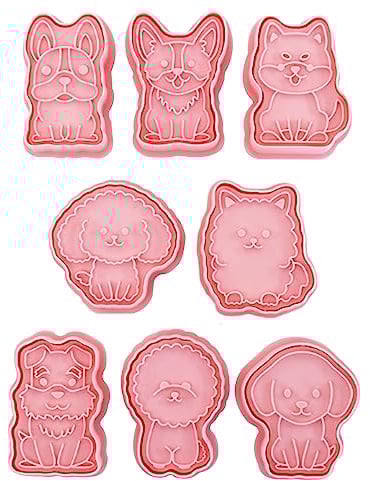 TopHomer Ausstechförmchen Hunde, 8 Stück Ausstechformen Keksausstecher 3D Kunststoff Ausstecher Cookie Cutter Plätzchenformen für Kinder, für Tortendeko Kekse Backen (Hunde)