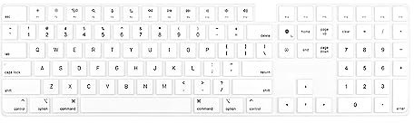 Silicone Keyboard Cover Skin for Apple Magic Keyboard with Touch ID and Numeric Keypad Model A2520 2022 Mac Sudio & 2021 iMac 24 inch M1 chip US Layout Anti-Dust Keyboard Protector (White)