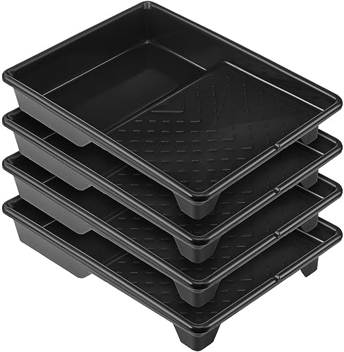 Barydat 4 Pcs 9'' Paint Plastic Trays Deep Pockets, Heavy Duty Roller Pan