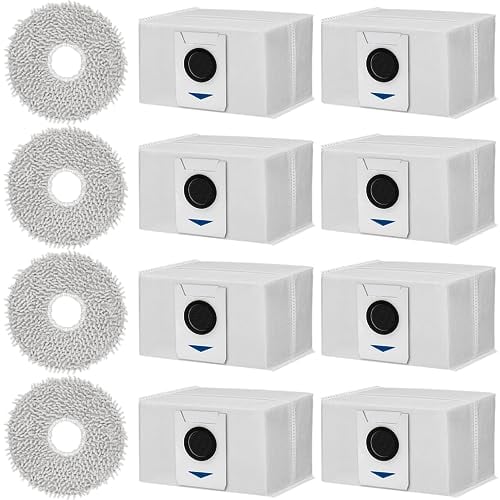 Zubehörset für Ecovacs Deebot T20 Omni / X1 e Omni, 8 Antibakterielle Staubbeutel 4 Wischtücher Mopp Lappen, Saugroboter Ersatzteile Zubehör