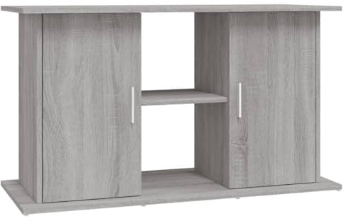 vidaXL Support pour Aquarium, Armoire pour Aquarium avec Compartiments et Étagères, Meuble de Base pour Aquarium avec Rangement, Sonoma Gris Bois d'Ingénierie