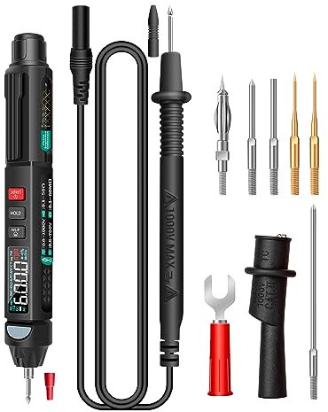 Digitales Multimeter, Sunydog A3008 Multimeter mit Stift, digitales Multimeter, 6000 Counts mit LCD-Display, Hintergrundbeleuchtung, NCV-Taschenlampe, automatische Abschaltung, Mehrfachzubehör für