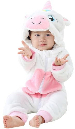 HAHASHOW BéBé Grenouillères Unisexe Animal Pyjama d'hiver Combinaison Barboteuse Enfant Filles Costume 30-36 Mois, Blanc