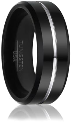 Soul-Cats Hochwertiger Ring aus Wolframcarbid für Herren und Damen Bicolor Verlobungsring Freundschaftsring Partnerring einer Geschenkbox, Farbe: schwarz-silber, Ringgröße: 72