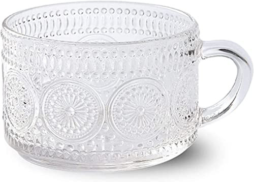 Suppenschüssel, Suppentasse mit Henkel, 500 ml, süße Frühstücksschalen, Dessert, Glas, mikrowellengeeignet, transparent, B, 13 x 10 x 7 cm, 500 ml (Farbe: Transparenta, Größe: 5). ( Color : Transparen
