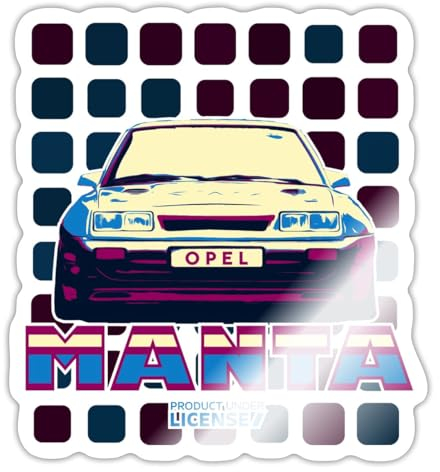 Spreadshirt Opel Manta Frontsicht Cooles 80er Design Sticker Aufkleber, 10 x 10 cm, Weiß glänzend