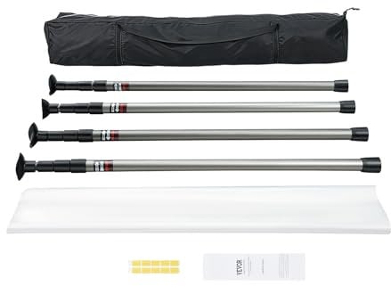 VEVOR Staubschutzstangen, Staubschutzsystem Staubschutzwand mit 4 Teleskopstangen & Tragetasche, 4 Höhenverstellbar Max. 3,66 m, 10 x 4 m Kunststofffolie, für Innendekoration und Malerarbeiten