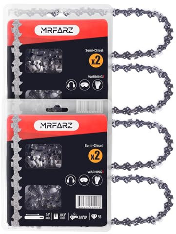 MRFARZ Catene per motosega da 40,6 cm, 55 maglie di trasmissione, passo 3/8, calibro 109,2 cm, semi-scalpello, per Stihl 017 021, MS170, MS171, MS180, MS180C, MS210 e More-R55 (4 catene)