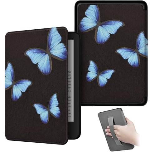 Étui pour Kindle Paperwhite 11e Génération 2021 & Signature Edition Léger, avec Fonction Auto Sleep/Wake Et Sangle De Maintien, Non Compatible avec d'autres Liseuses Électroniques (Papillons)