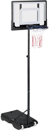 Relaxdays Panier de Basket sur Pied, Mobile, réglable en Hauteur, Panneau, pour extérieur, Noir et Blanc