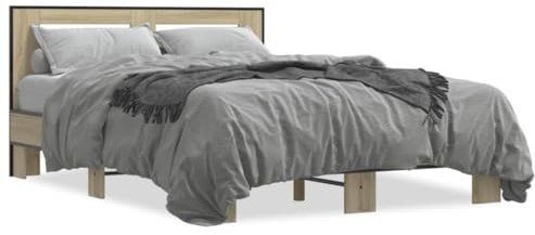 ShGaxin Bettgestell Sonoma-Eiche 140x200 cm Holzwerkstoff und Metall, Bett, Jugendbett, Schlafzimmer Bett, Bed Frame - 3280103