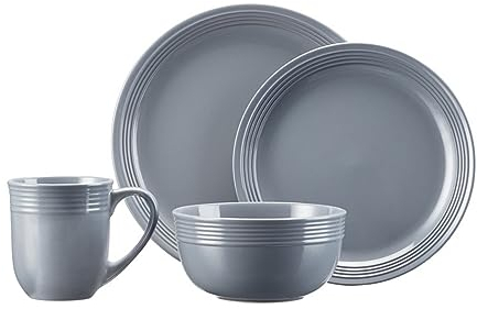 HAVVMK Set di stoviglie da 16 Pezzi Set di stoviglie Rotonde Set da tavola per Piatti da Pranzo giornalieri (D Come Mostrato)