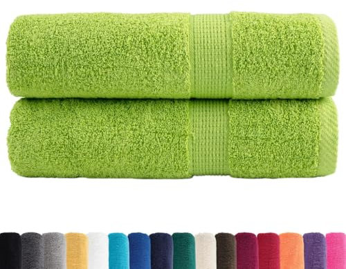 vidaXL Toallas de Ducha 2 uds algodón Verde Manzana 70x140 cm 600 gsm, Toalla de baño, Toalla, Juego de Toallas de baño, Toallas de baño