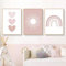 Ueiwffzo 3er Poster Set Bilder Kinderzimmer Mädchen Rosa Regenbogen Bilder, Babyzimmer Deko Leinwand Bilder Wandbilder, Wandposter Babyzimmer Deko, Ohne Rahmen (40x50cm)