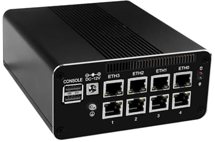 PeeliCeeli Firewall Mini PC 12th Gen Quad Core N100, Micro Router Appliance, 8 x 2.5GbE i226V LAN, AES-NI, OPNsense, 4K Triple Display, TF, SIM Slot, Barebone NO RAM NO SSD NO OS